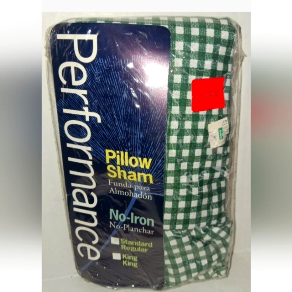 Springs Home Vintage Pillow Sham NWT Hunter Green White Gingham Standard Size